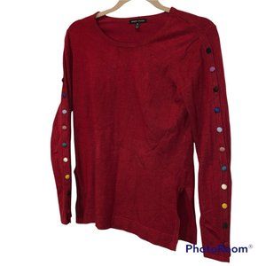 Robert Kitchen ADORABLE multi colored buttons down sleeves sweater vinta…